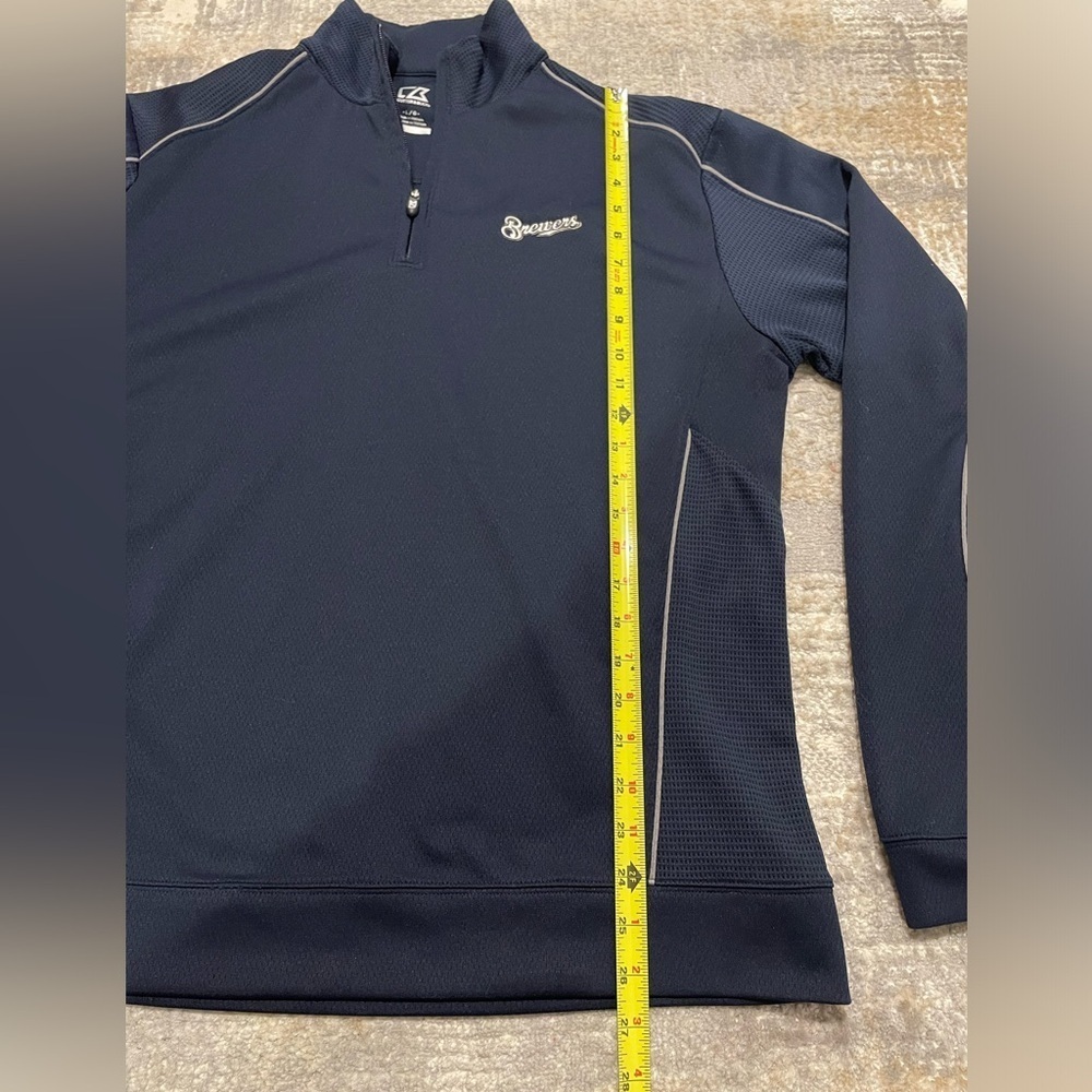 Cutter & Buck Brewers CB DryTec Blue 1/4 Zip Mens Size Large MLB Milwaukee EUC - Picture 6 of 7